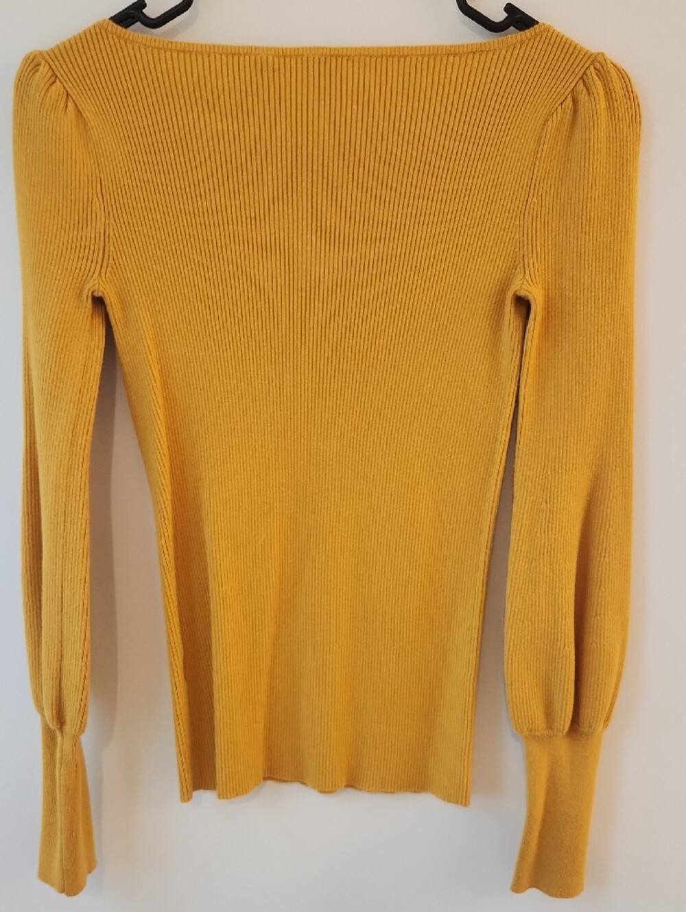 Ralph Lauren Mustard Ribbed Puff-Sleeve Boatneck Sweater - Picture 5 of 5